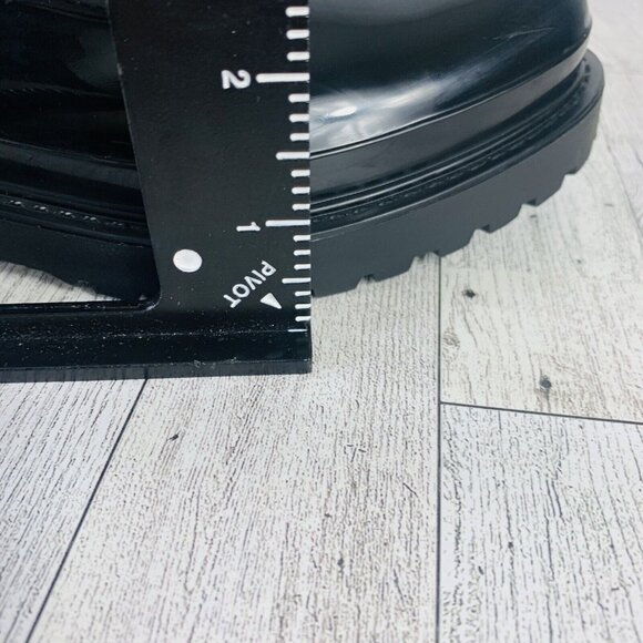 Nine West Womens Ankle Combat Boots Size 7 Black Glossy Parachute Red Winter - Picture 14 of 16